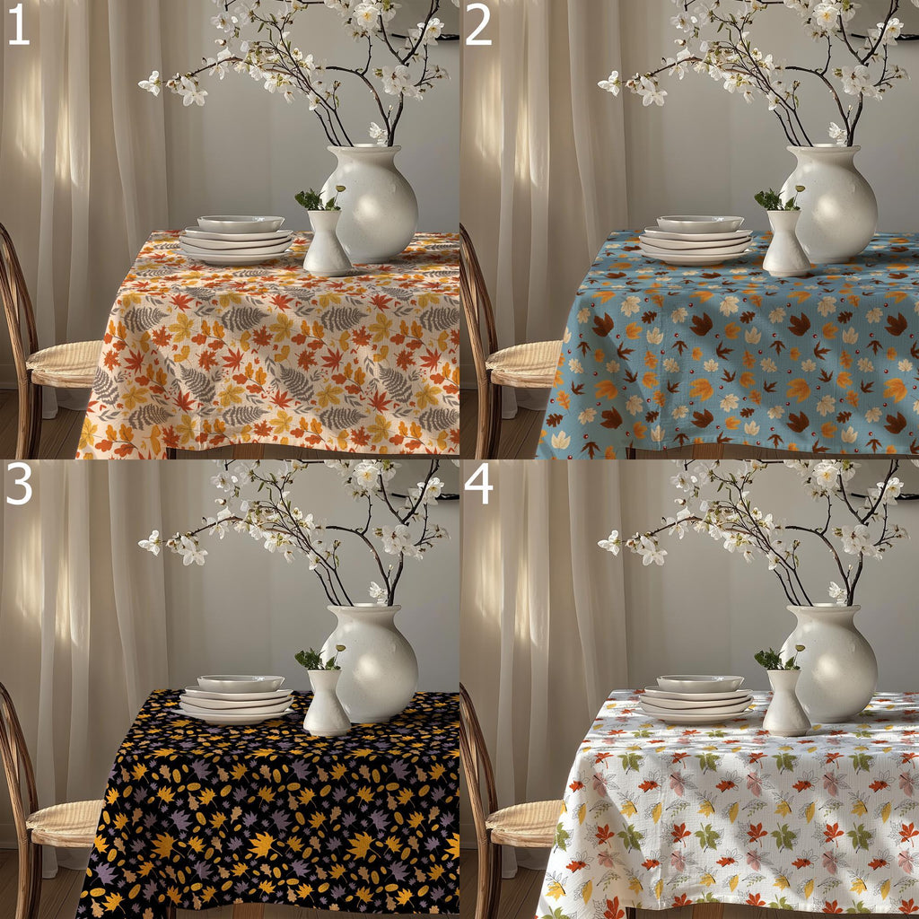 Fall Leaves Table Cloths, Autumn Floral Table Cover, Autumn Seasonal Table Decor, Fall Dry Leaves Kitchen Tablecloths, Fall Party Decor