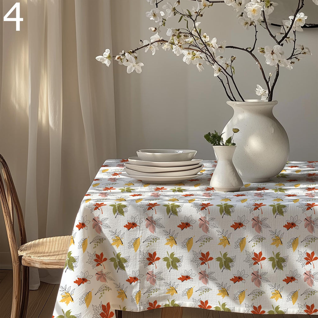 Fall Leaves Table Cloths, Autumn Floral Table Cover, Autumn Seasonal Table Decor, Fall Dry Leaves Kitchen Tablecloths, Fall Party Decor