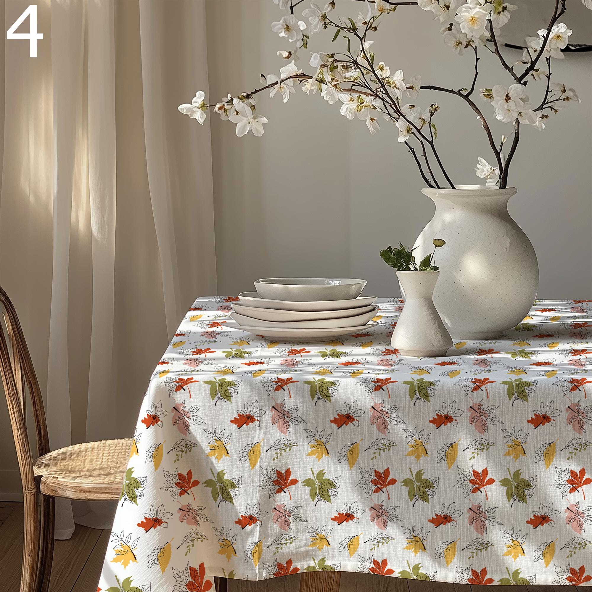 Fall Leaves Table Cloths, Autumn Floral Table Cover, Autumn Seasonal Table Decor, Fall Dry Leaves Kitchen Tablecloths, Fall Party Decor