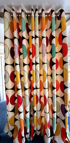Mid Century Modern Curtain Panels, Colorful Print Curtains, 70s Retro Window Drapes, Retro Abstract Blackout Curtain, Retro Grommet Curtain