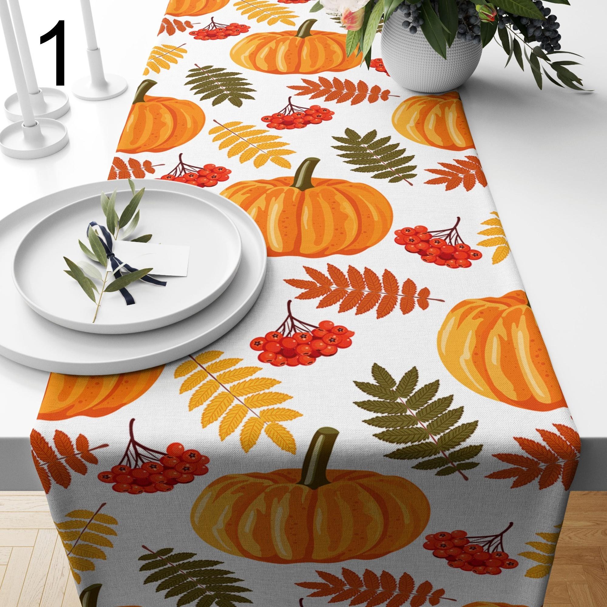 Fall Pumpkin Table Runner, Hello Autumn Table Runners, Seasonal Party Table Decor, Thanksgiving Pumpkin Runners, Autumn Table Decor