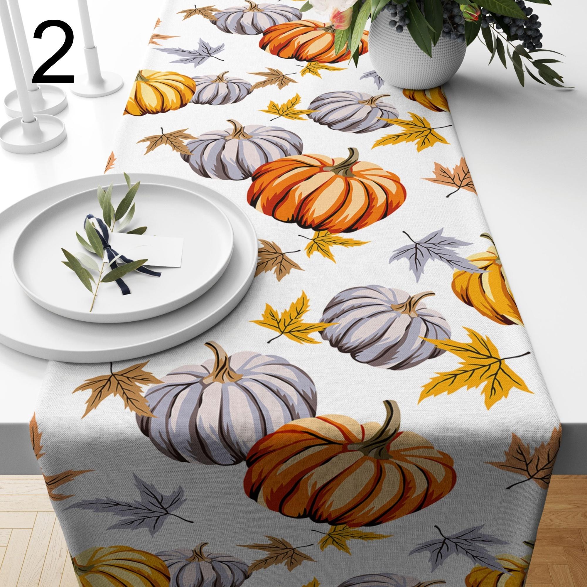 Fall Pumpkin Table Runner, Hello Autumn Table Runners, Seasonal Party Table Decor, Thanksgiving Pumpkin Runners, Autumn Table Decor