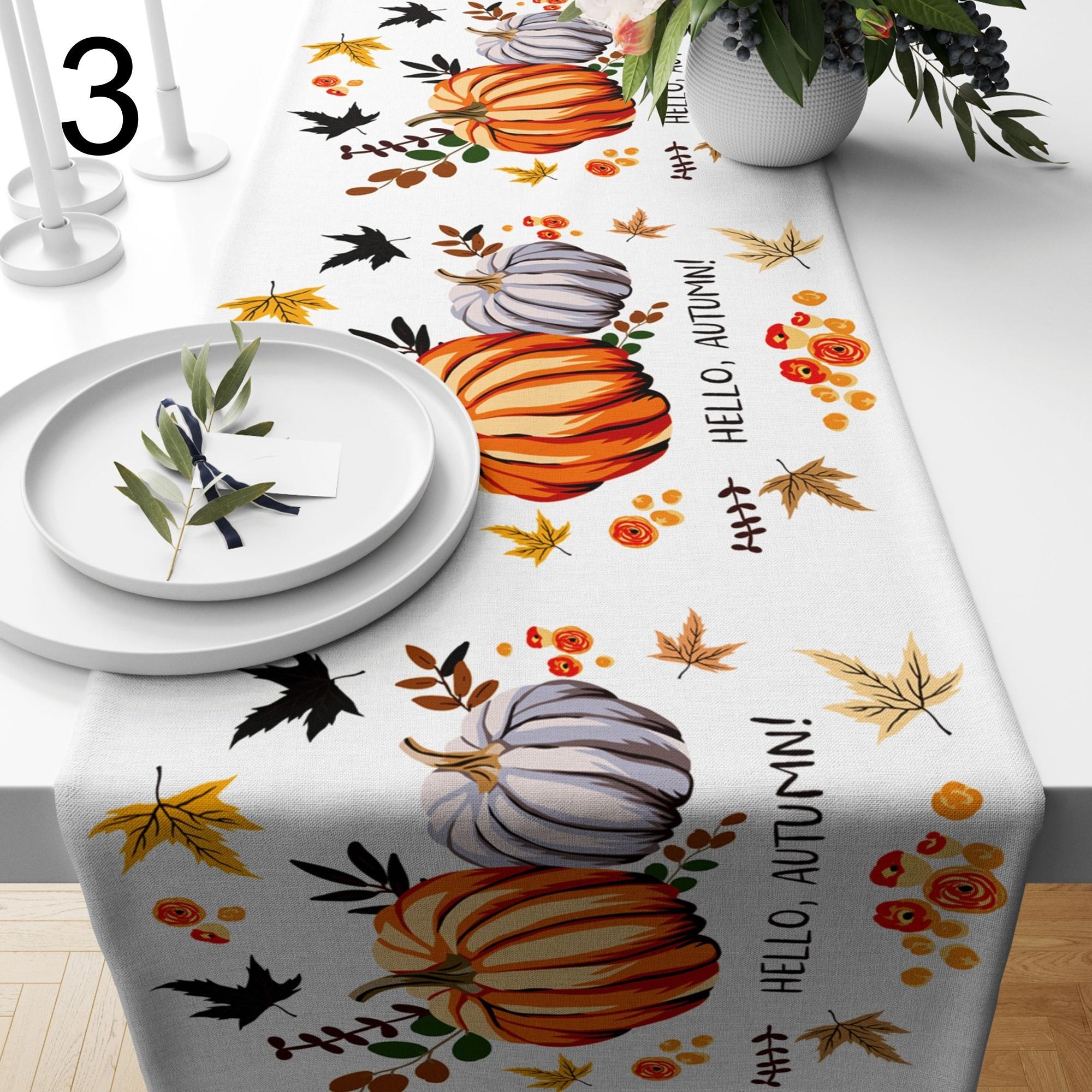 Fall Pumpkin Table Runner, Hello Autumn Table Runners, Seasonal Party Table Decor, Thanksgiving Pumpkin Runners, Autumn Table Decor