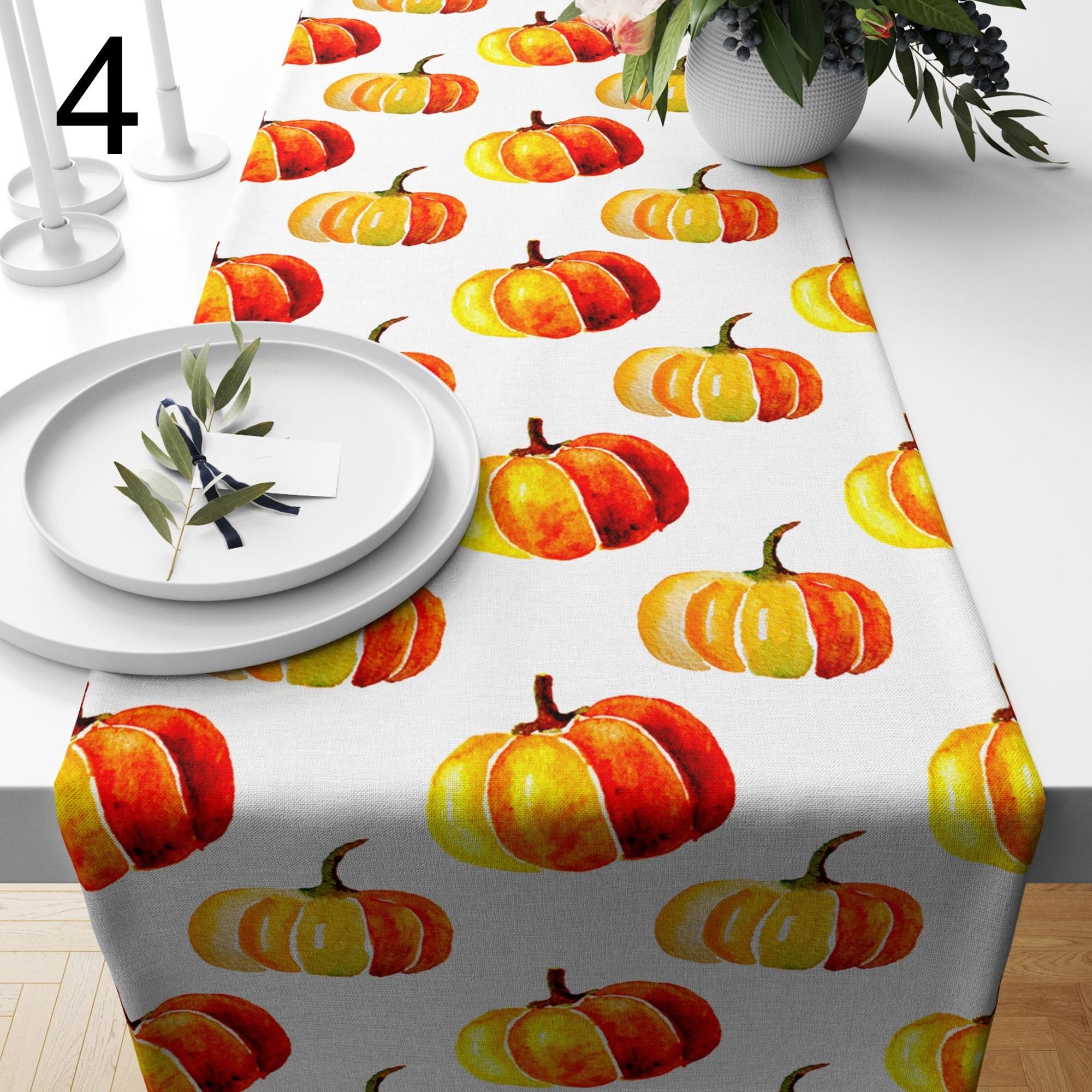 Fall Pumpkin Table Runner, Hello Autumn Table Runners, Seasonal Party Table Decor, Thanksgiving Pumpkin Runners, Autumn Table Decor