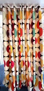 Retro Curtains, Mid Century Window Curtains, 70s Retro Blackout Curtain Panel, Retro Grommet Curtain, Minimalist Modern Print Drapes