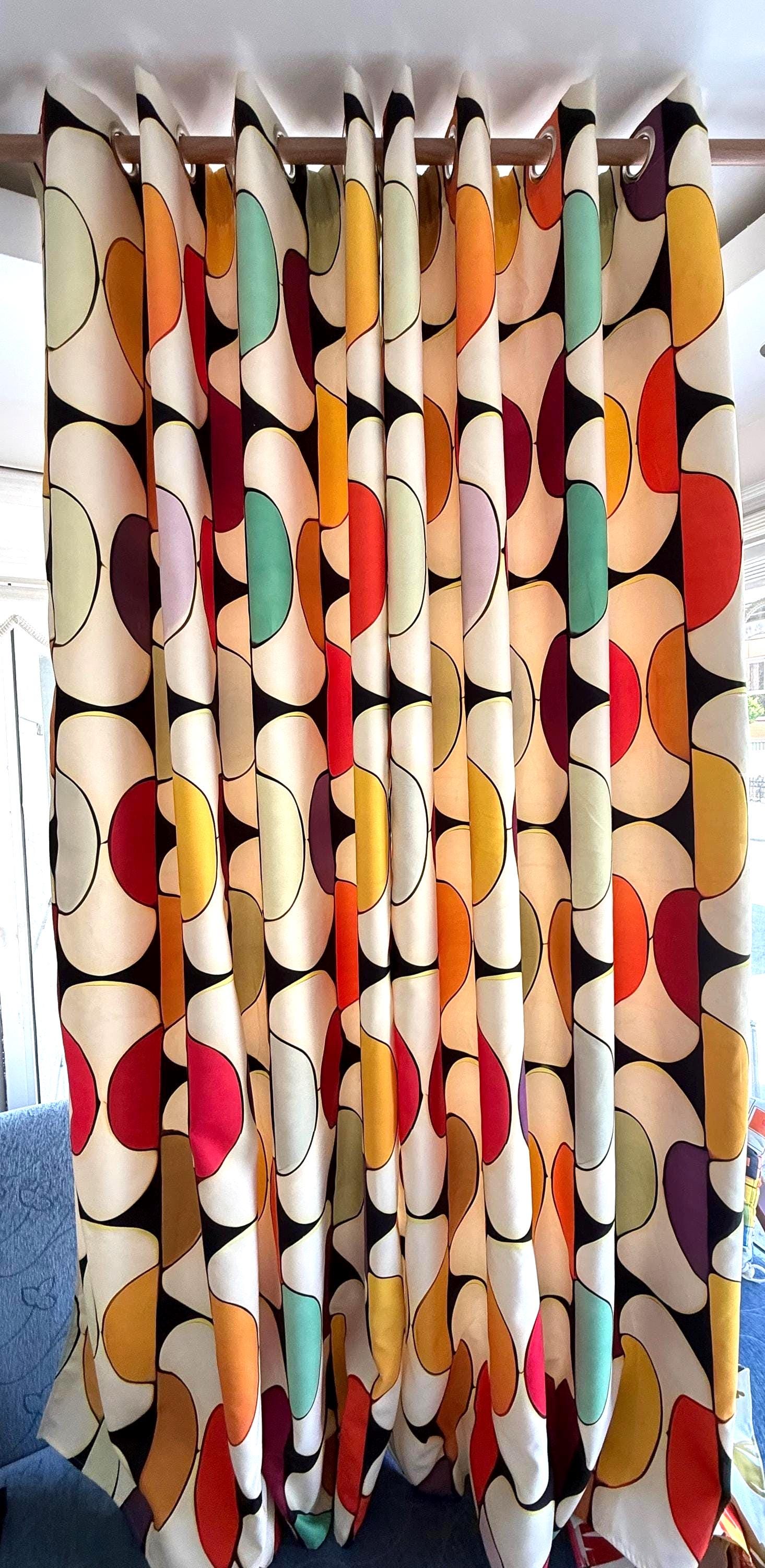 Retro Curtains, Mid Century Window Curtains, 70s Retro Blackout Curtain Panel, Retro Grommet Curtain, Minimalist Modern Print Drapes