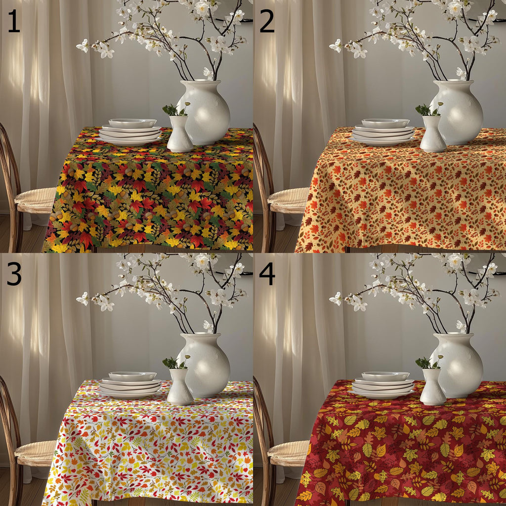 Fall Dry Leaves Kitchen Table Linens, Fall Leaves Table Cloths, Autumn Floral Table Cover, Autumn Seasonal Party Table Decor