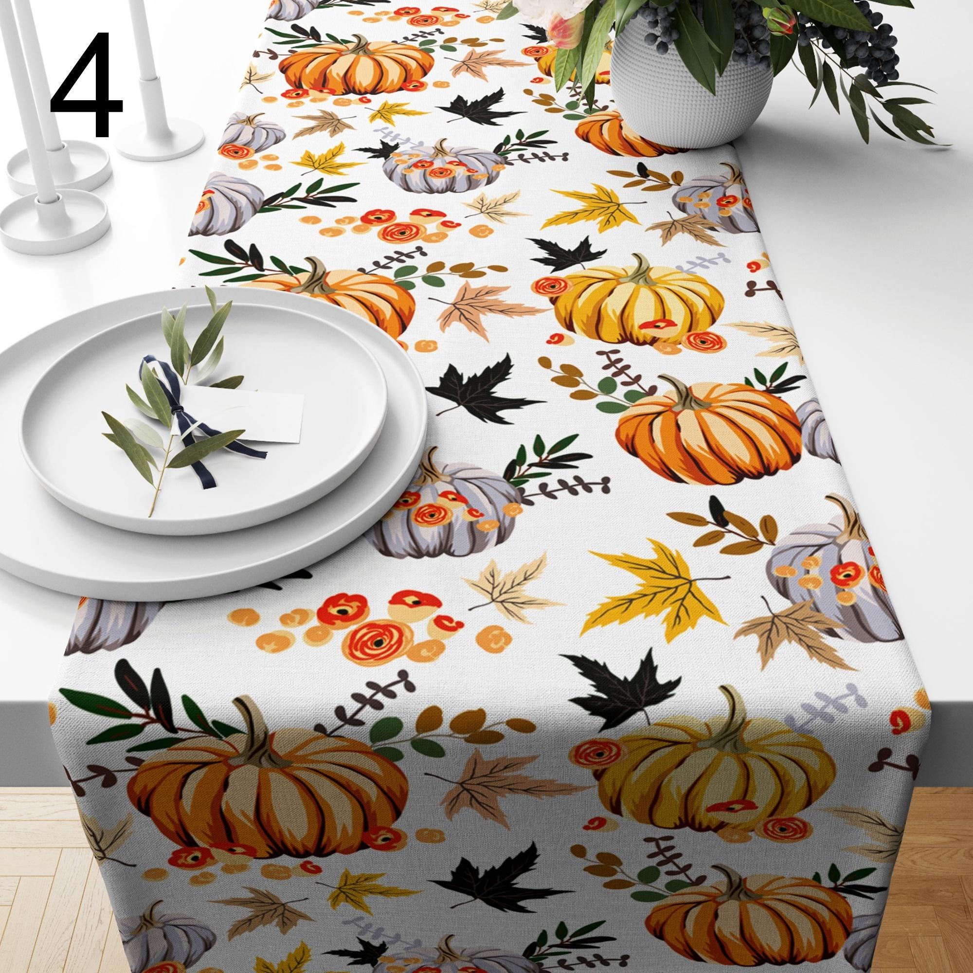 Thanksgiving Table Runners, Fall Leaves Runner, Autumn Plaid Table Decor, Autumn Seasonal Party Table Runner, Autumn Harvest Runners