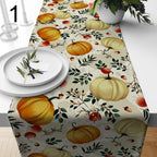 Fall Table Runner, Pumpkin Autumn Leaves Table Decor, Thanksgiving Dining Room Accent Table Runners, Pumpkin Pattern Runners