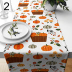 Fall Table Runner, Pumpkin Autumn Leaves Table Decor, Thanksgiving Dining Room Accent Table Runners, Pumpkin Pattern Runners
