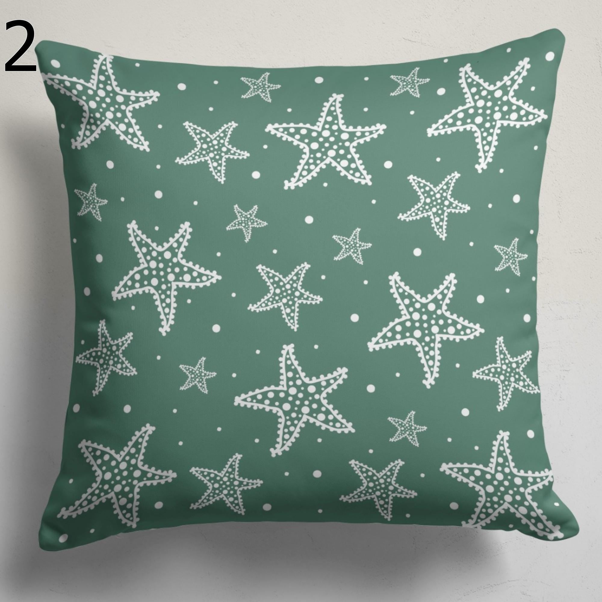 Decorative Starfish Throw Pillow Cover, Coastal Sea Life Pillow Covers, Nautical Oceans İndoor/Outdoor Cushion Cover, Beach House Home Decor