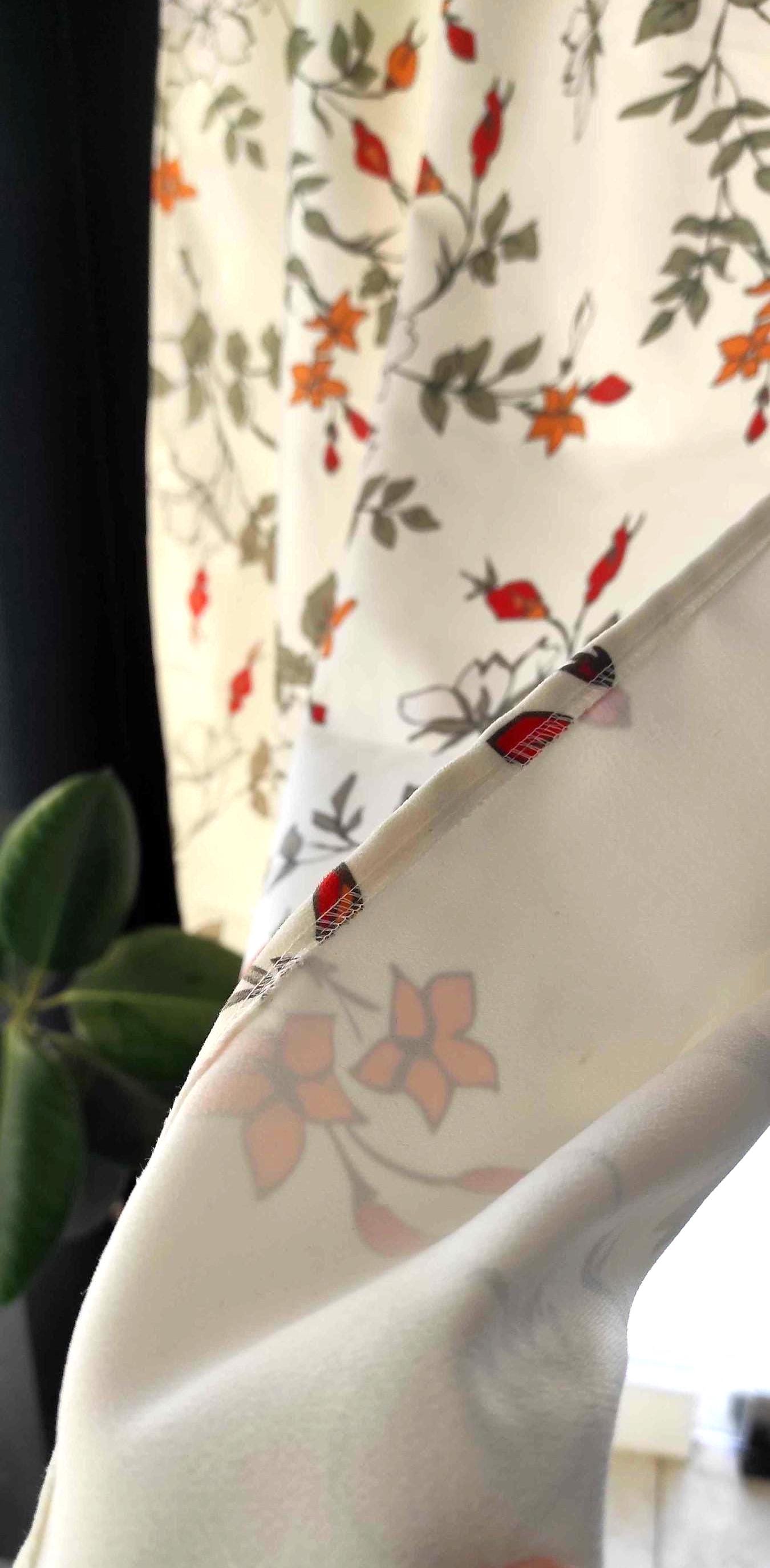 Botanical Floral Curtains, Beige Vintage Style Flower Drapes, Farmhause Floral Curtain Panels, Floral Living Room Window Panel