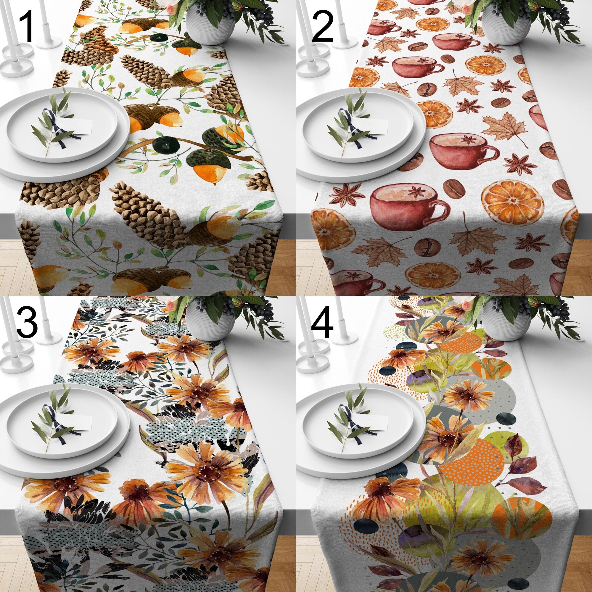 Fall Pine Cone Table Runner, Autumn Harvest Table Decor, Seasonal Party Table Decor, Thanksgiving Runners, Autumn Dry Leaves Table Runners