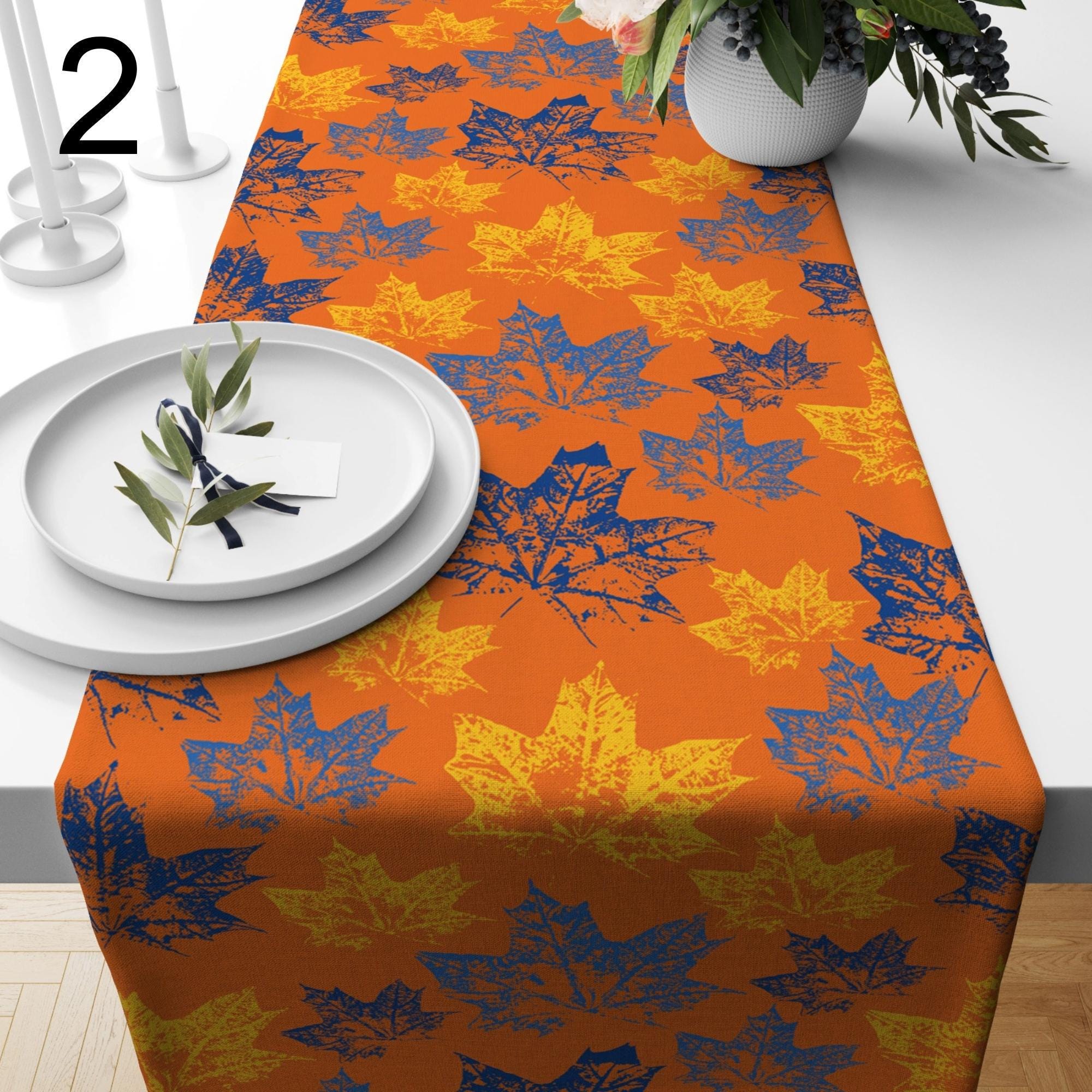 Maple Leaves Table Runners, Fall Leaves Runner, Autumn Maple Leaf Table Decor, Autumn Seasonal Orange Table Runner