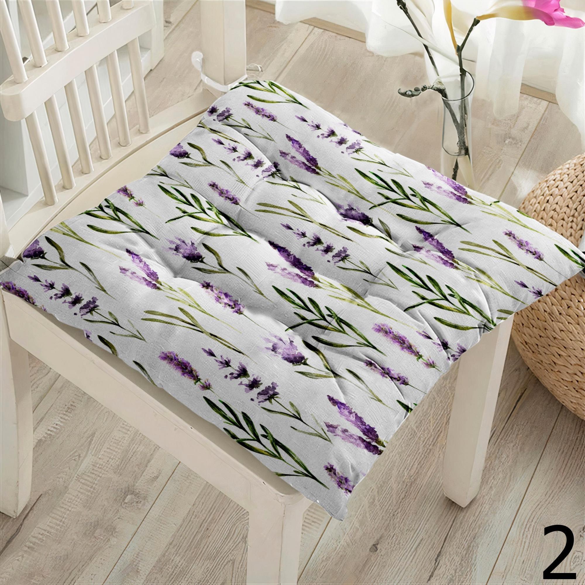 Botanical Chair Cushion, Green Leaves Chair Cushion with Ties, Garden Patio Square Chair Cushions, Square Green Leaf Chair Pads with Ties