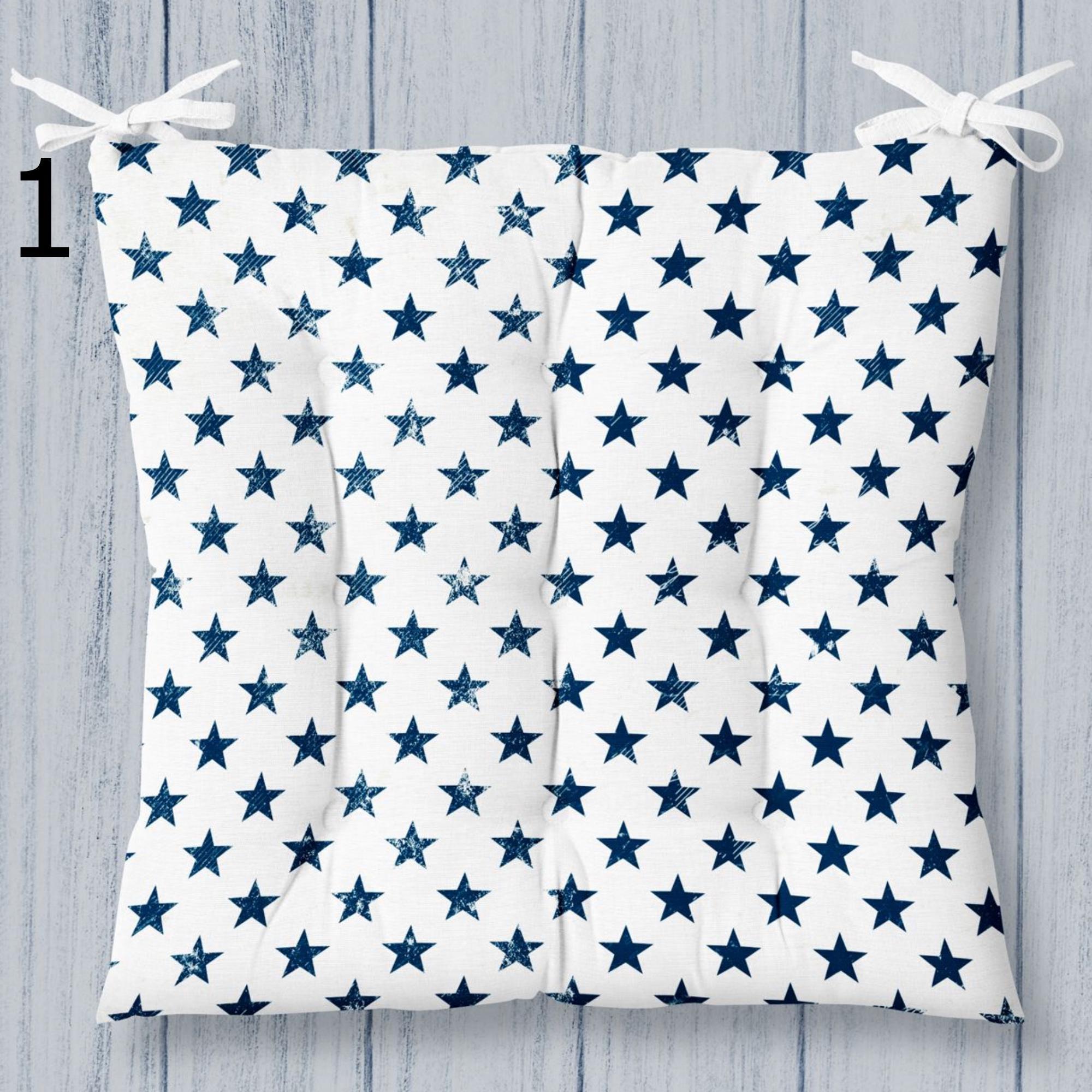 Patriotic Stars Stripes Chair Cushions, Coastal Americana Chair Pads, Americana-Inspired Seat Pads, Classic Red, White Blue Chair Pads