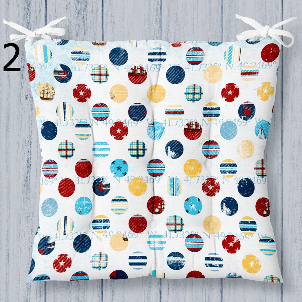 Nautical Chair Pads with Ties, Coastal Chair Cushions, Ocean Breeze Chair Seat Pads, Maritime Chair Cushions Chair Pads