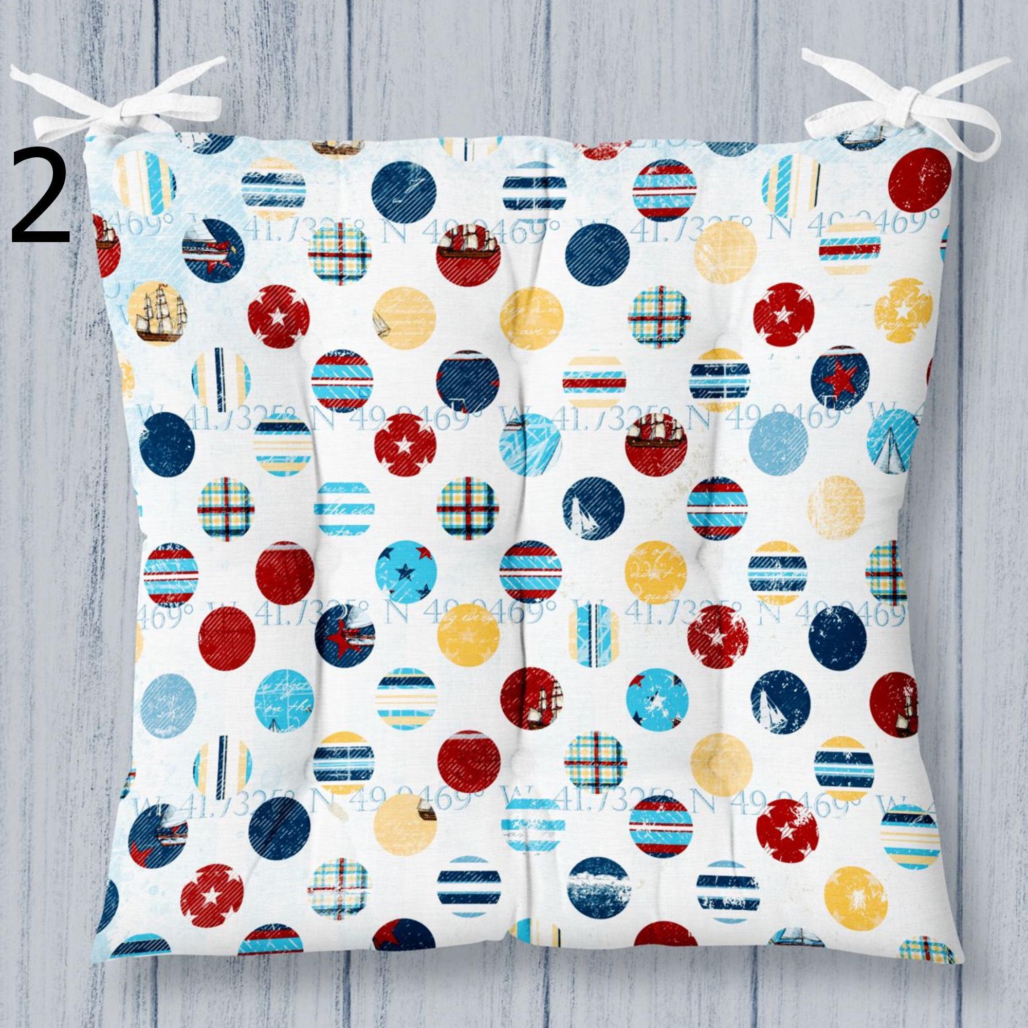 Nautical Chair Pads with Ties, Coastal Chair Cushions, Ocean Breeze Chair Seat Pads, Maritime Chair Cushions Chair Pads