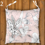 Tropical Chair Cushions, Hawaiian Chair Cushions, Botanical Seat Pads, Outdoor Patio Cushions, Exotic Floral Tie-On Chair Pads