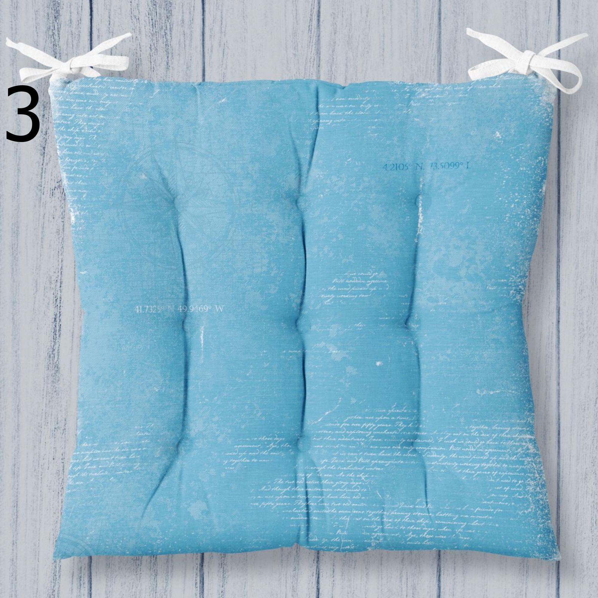 Nautical Chair Pads with Ties, Coastal Chair Cushions, Ocean Breeze Chair Seat Pads, Maritime Chair Cushions Chair Pads