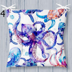 Coastal Sea Life Chair Cushion, Nautical Octopus & Turtle Seat Pads, Ocean Theme Chair Pads, Beach House Decor Chair Pads