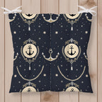 Nautical Square Chair Pad, Anchor Chair Cushion with Ties, Marine Chair Pads with Ties, Sailor Patio Chair Cushions, Summer Chair Cushions