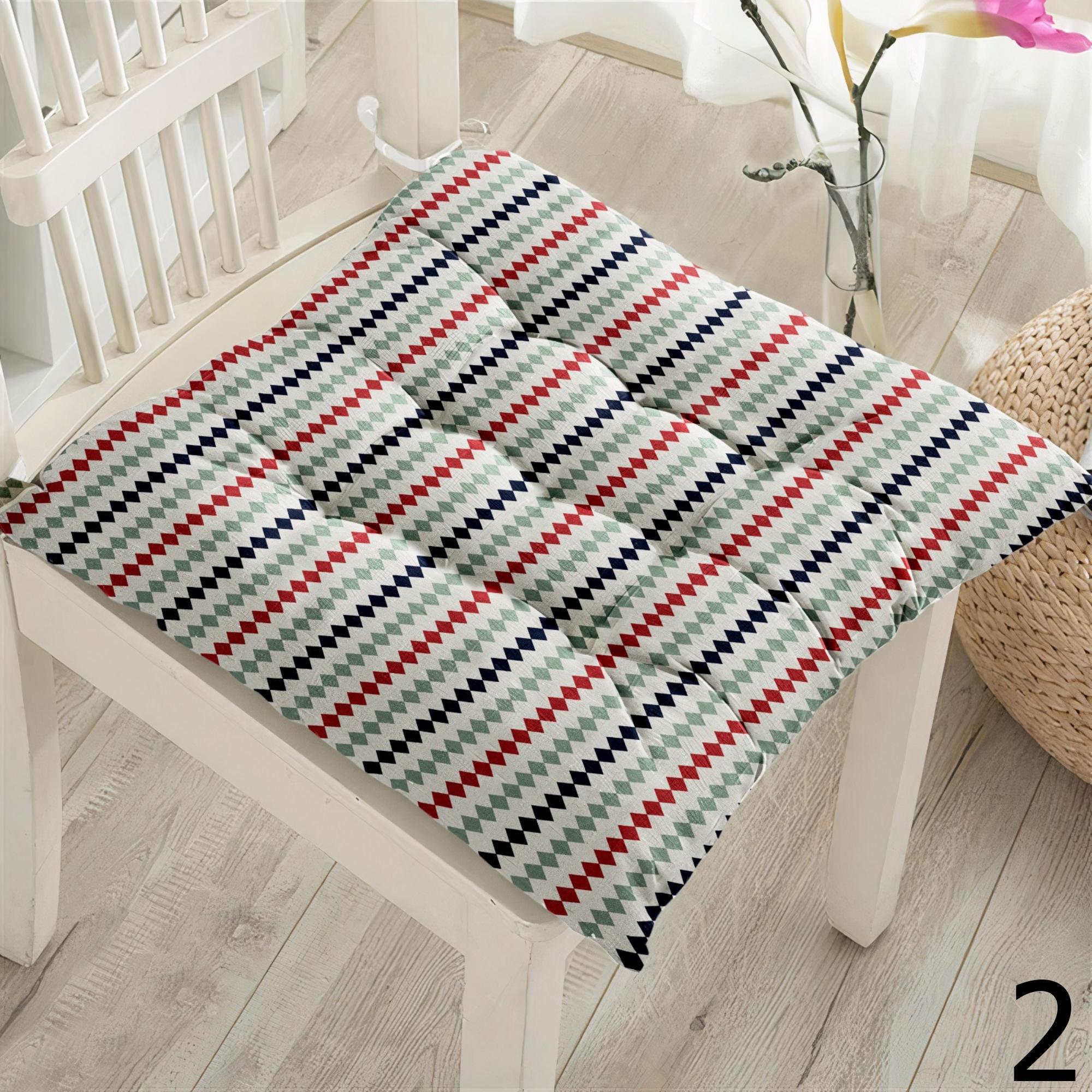 Abstract Square Chair Pad, Geometric Abstract Chair Cushion with Ties, Abstract Patio Chair Cushions, Colorful Geometric Abstract Chair Pads