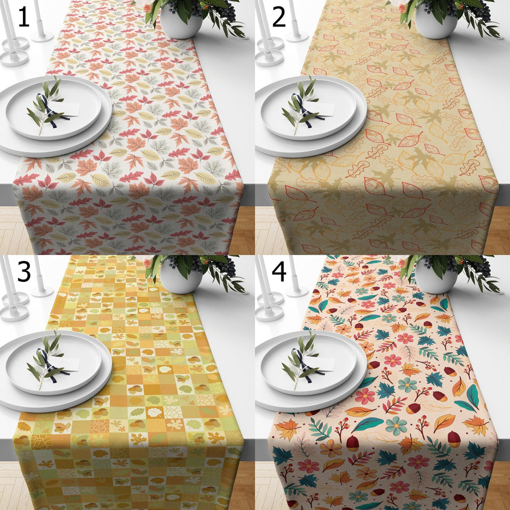 Fall Table Runner, Autumn Leaf & Floral Print Table Runners for Thanksgiving Table Decor