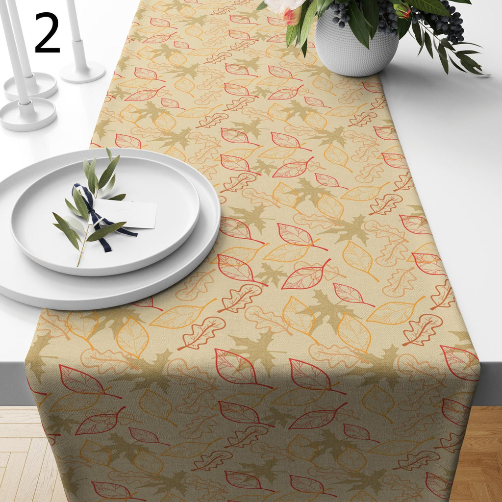 Fall Table Runner, Autumn Leaf & Floral Print Table Runners for Thanksgiving Table Decor