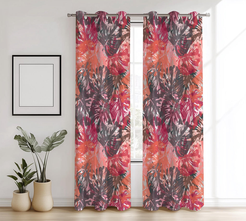 Tropical Leaf Curtains, Botanical Window Curtain Panels, Colorful Tropical Curtain Panels, Tropical Drapes, Botanical Leaves Curtains