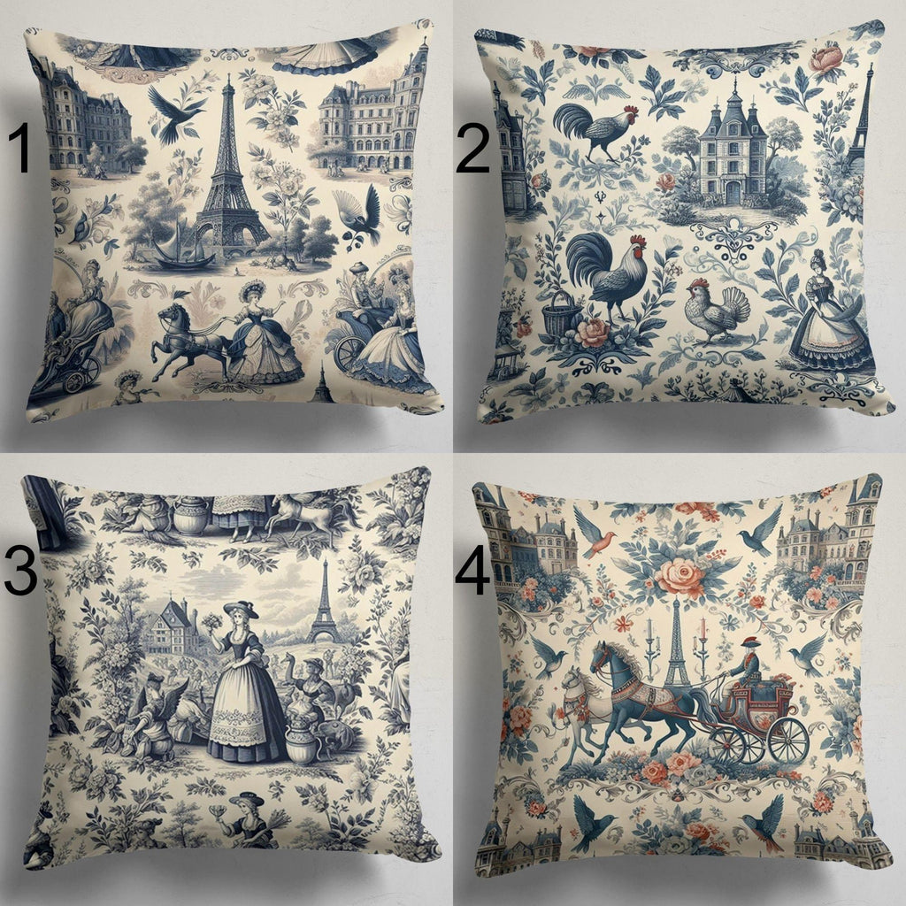 Vintage French Curtains, Toile de Jouy French Style Curtain panels, Vintage panels