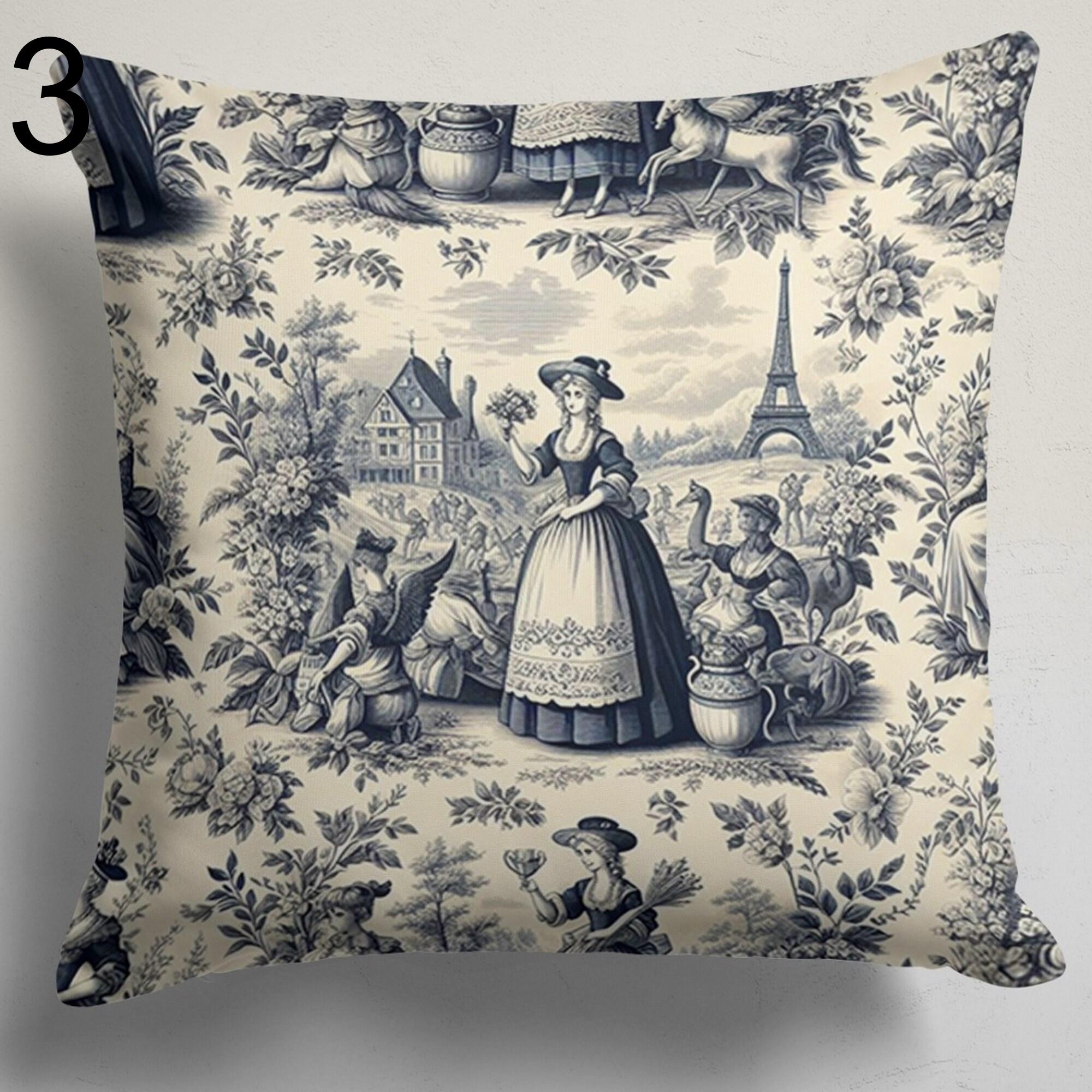 Vintage French Curtains, Toile de Jouy French Style Curtain panels, Vintage panels