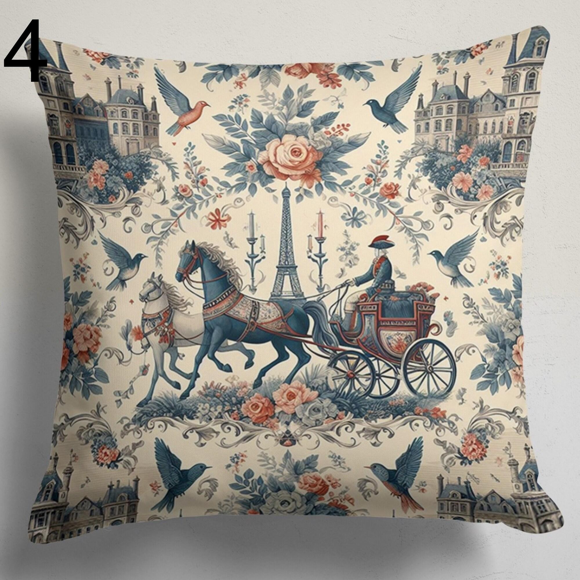 Vintage French Curtains, Toile de Jouy French Style Curtain panels, Vintage panels