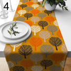 Rustic Fall Table Runner, Autumn Leaves & Woodland Animal Print Thanksgiving Table Decor, Autumn Abstract Table Runners