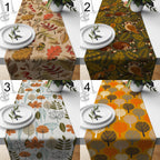 Rustic Fall Table Runner, Autumn Leaves & Woodland Animal Print Thanksgiving Table Decor, Autumn Abstract Table Runners