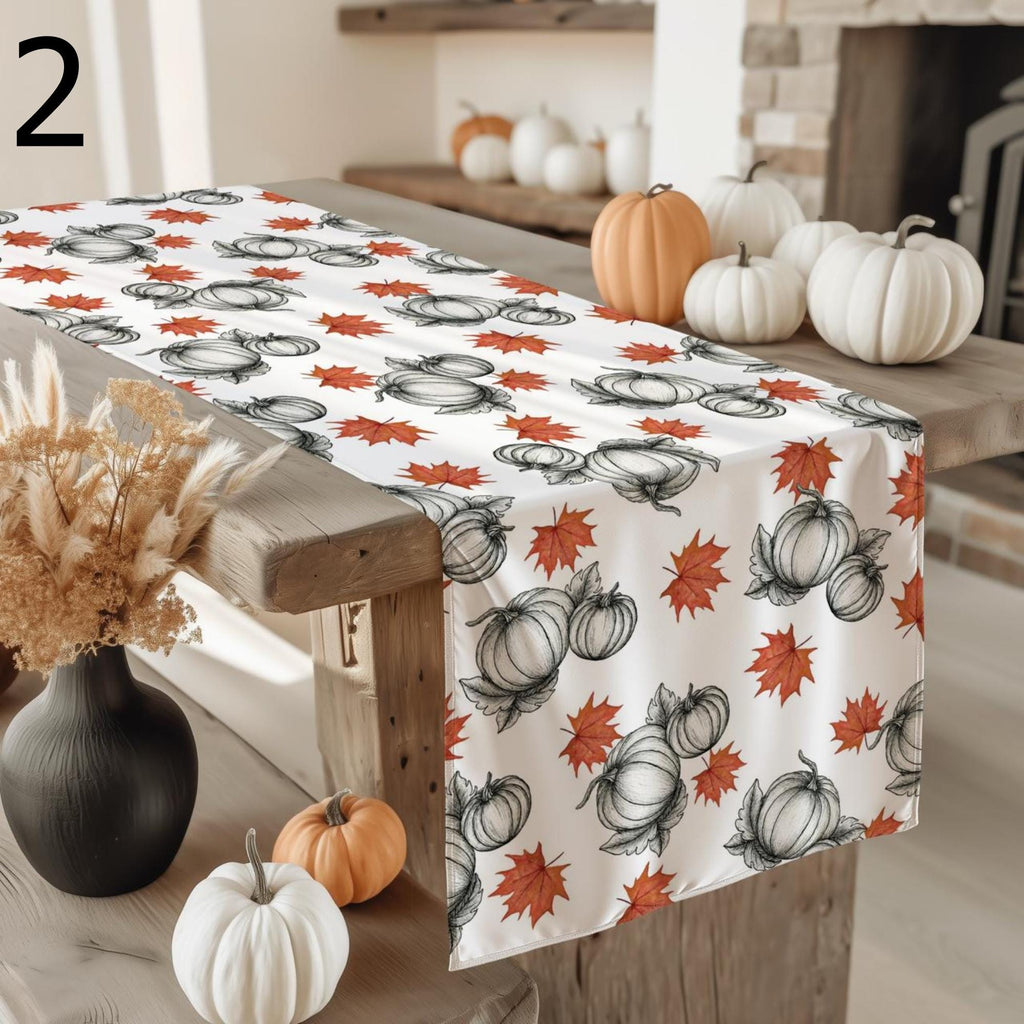 Fall Pumpkin Table Runner, Autumn Leaves Party Table Decor, Orange Pumpkin Style Table Runners, Thanksgiving Harvest Table Decors