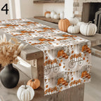 Fall Pumpkin Table Runner, Autumn Leaves Party Table Decor, Orange Pumpkin Style Table Runners, Thanksgiving Harvest Table Decors