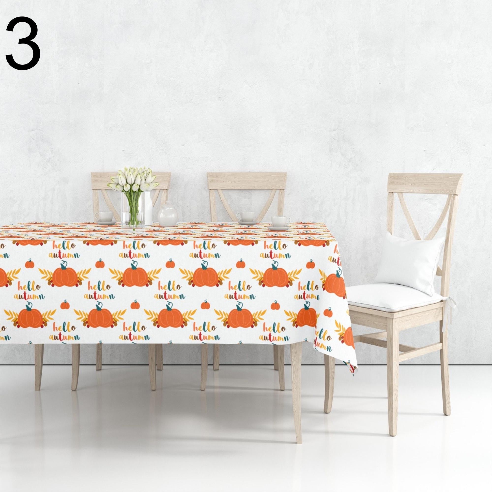 Thanksgiving Tablecloths, Autumn Harvest Table Decor, Fall Pumpkin Table Cover, Halloween Kitchen Decor, Autumn Kitchen Decor