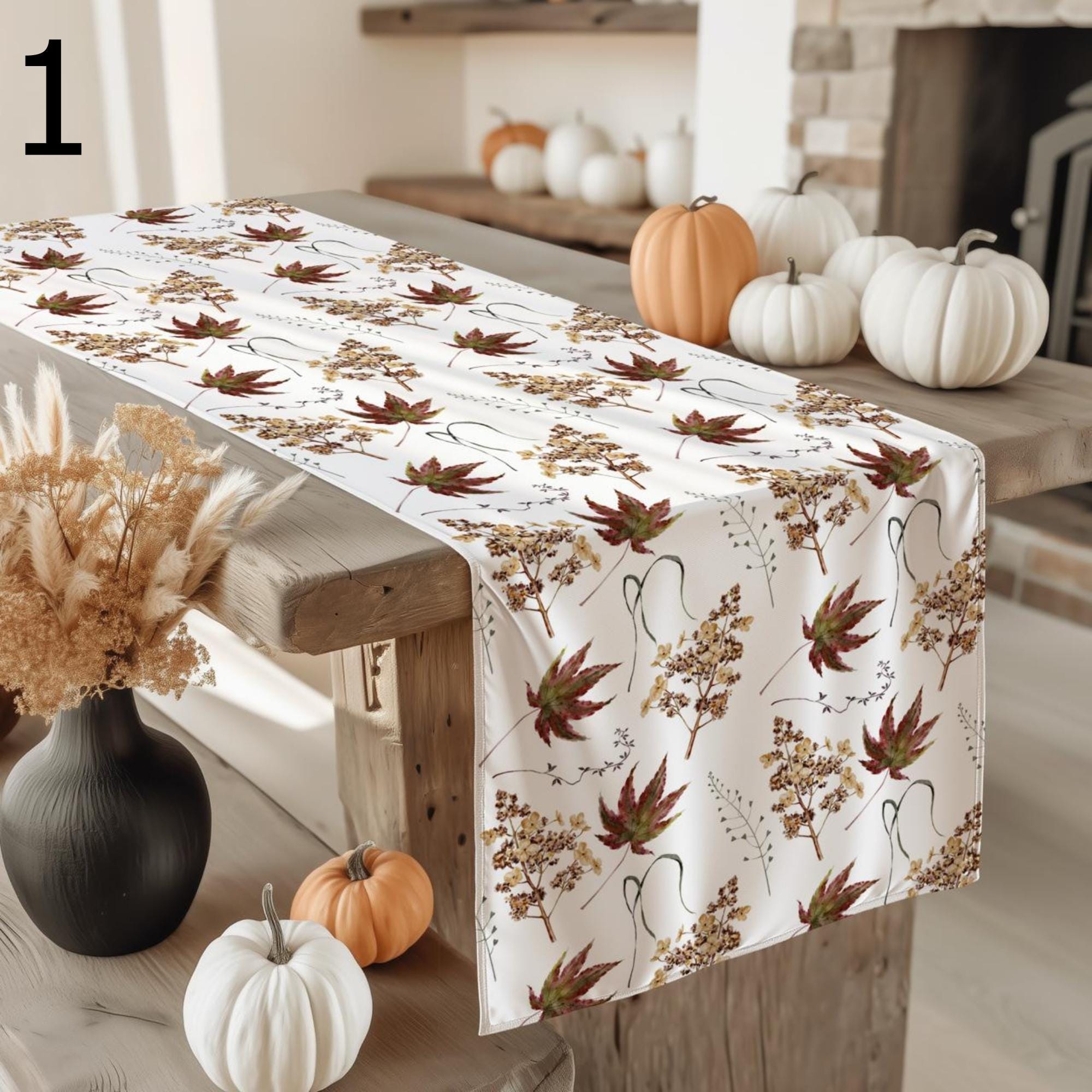 Fall Dry Leaves Table Runner, Autumn Orange Table Decor, Thanksgiving Runners, Seasonal Table Runners