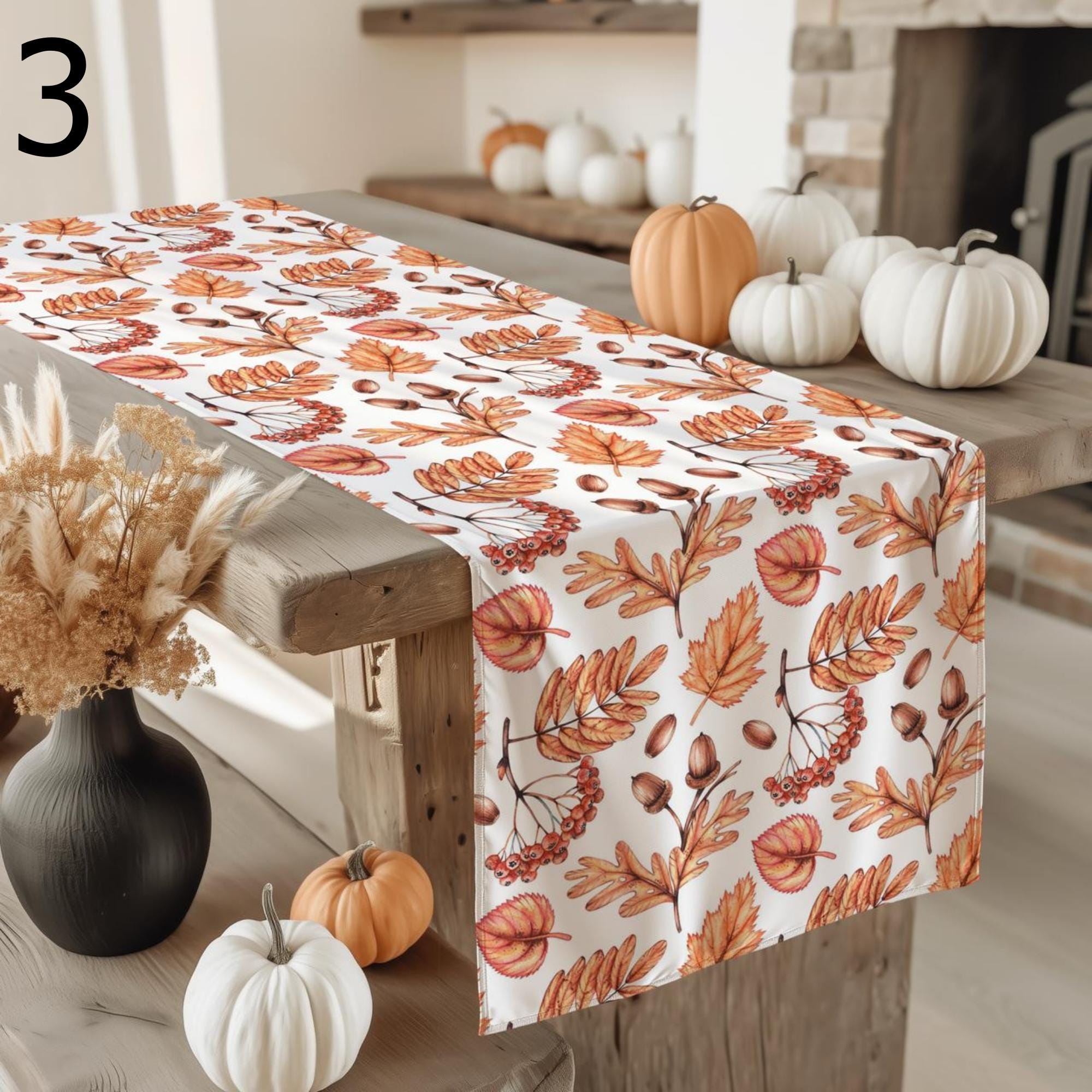 Fall Dry Leaves Table Runner, Autumn Orange Table Decor, Thanksgiving Runners, Seasonal Table Runners