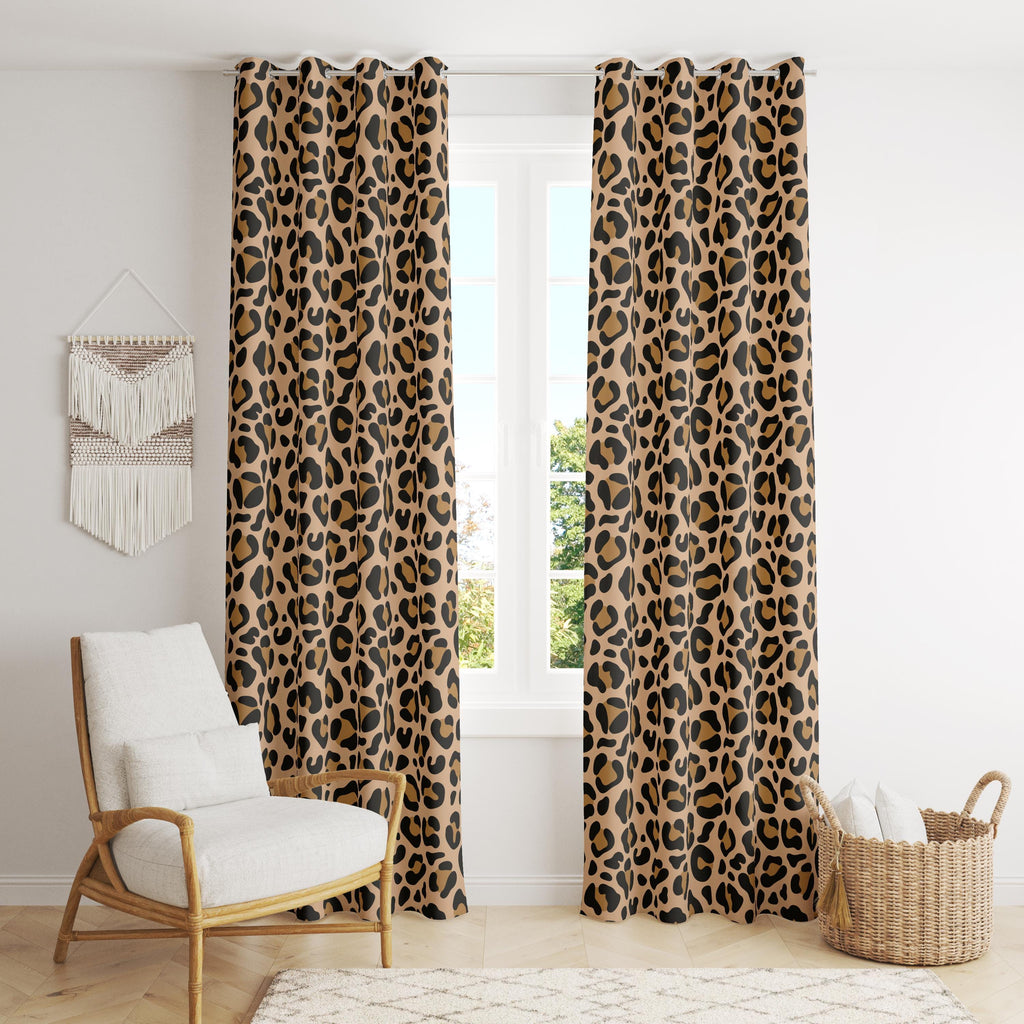 Leopard Pattern Window Panel, Leopard Print Curtain, Wild Animal Curtain Panels, Modern Boho Curtain, Exotic Room Accent Panels
