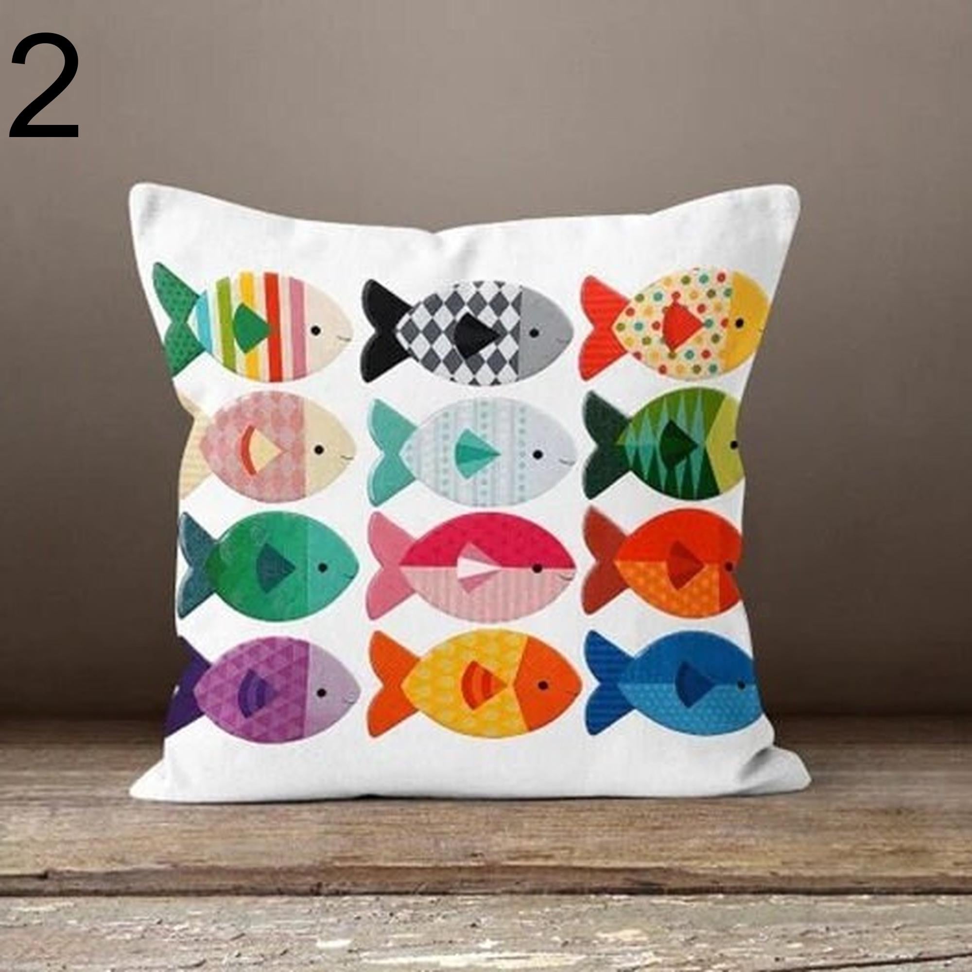 Nautical Pillow Cover, Decorative Fish Pillowcase, Beach Home Decor, Sea Life Cushion Cover, Nautical Summer Pillow Cover