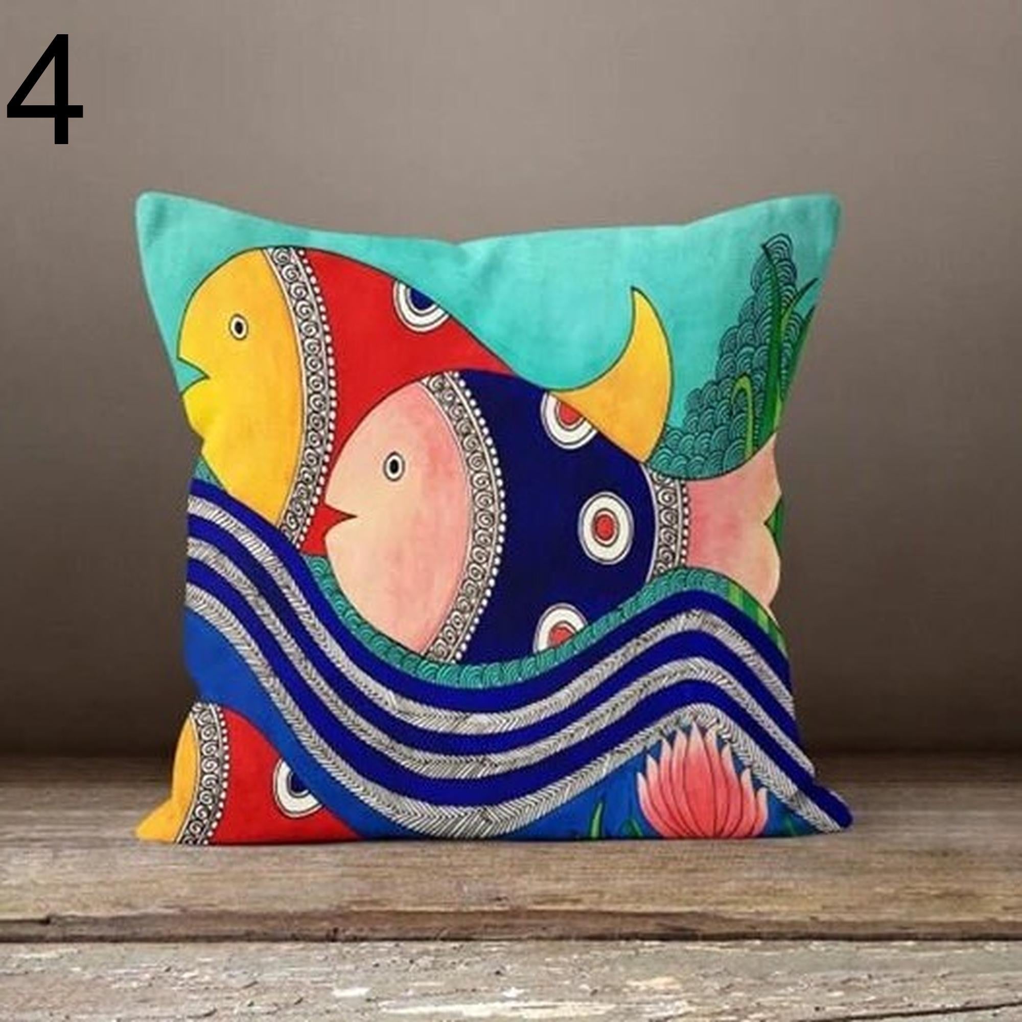 Nautical Pillow Cover, Decorative Fish Pillowcase, Beach Home Decor, Sea Life Cushion Cover, Nautical Summer Pillow Cover