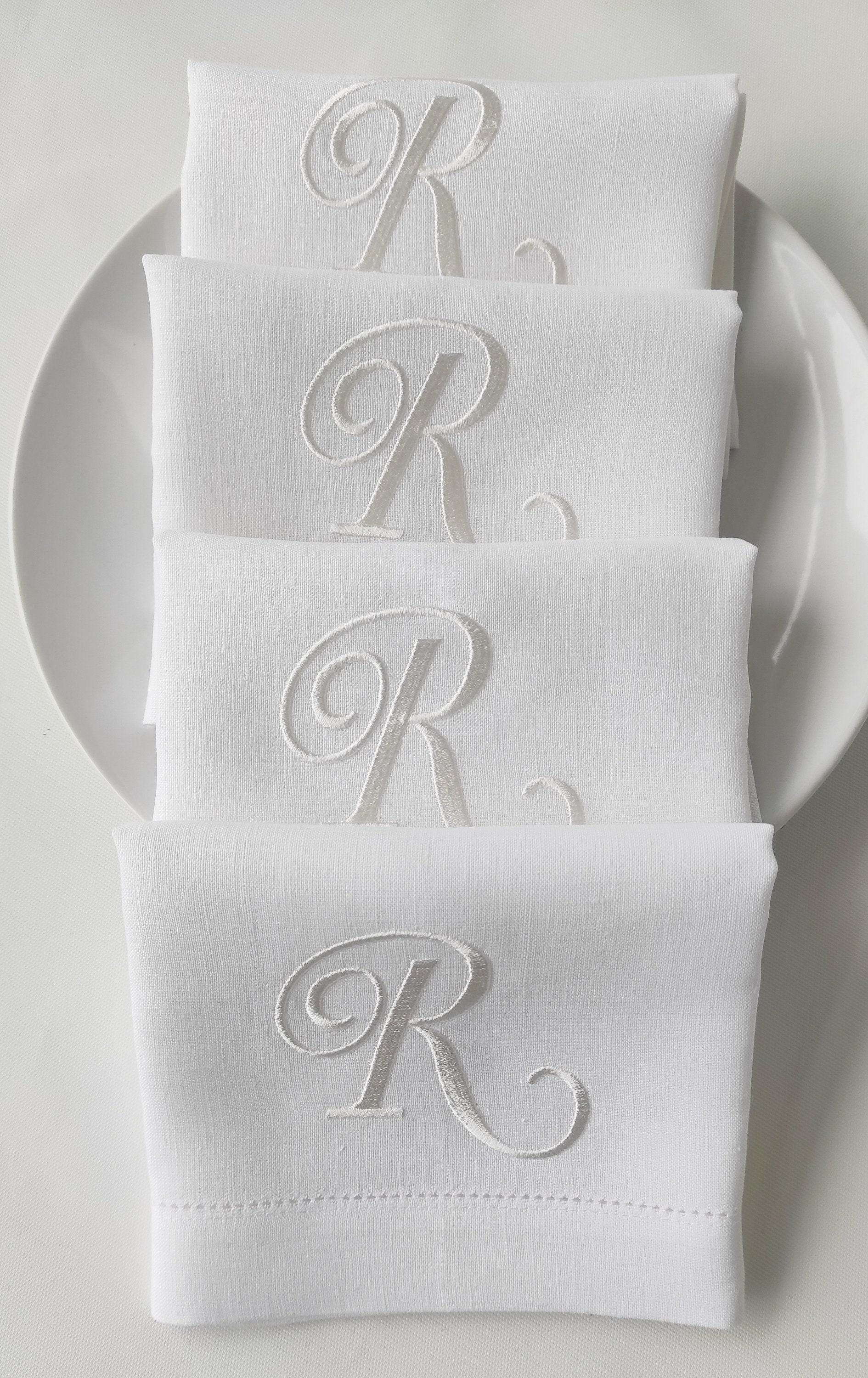 Letter Monogrammed Napkins, Personalized  Linen Napkins, Monogrammed Linen Napkins, Custom Linen Napkins