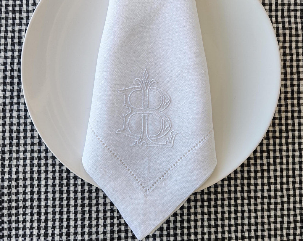 Two Letter Monogrammed Linen Napkins, Interlocking Monogrammed Linen Napkins, Letter Monogrammed Napkins, Personalized Linen Napkins