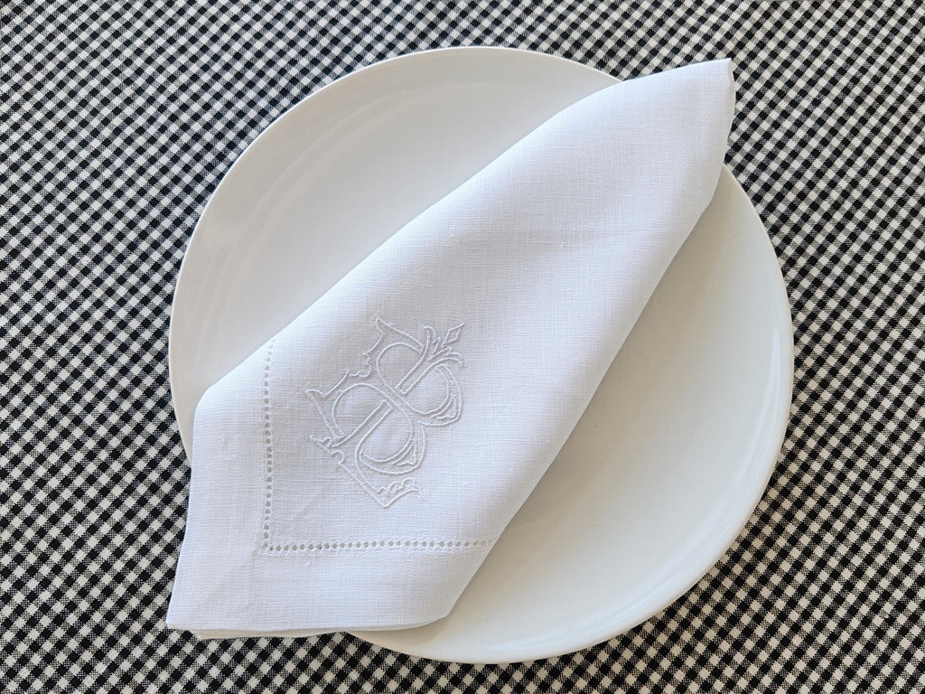 Two Letter Monogrammed Linen Napkins, Interlocking Monogrammed Linen Napkins, Letter Monogrammed Napkins, Personalized Linen Napkins