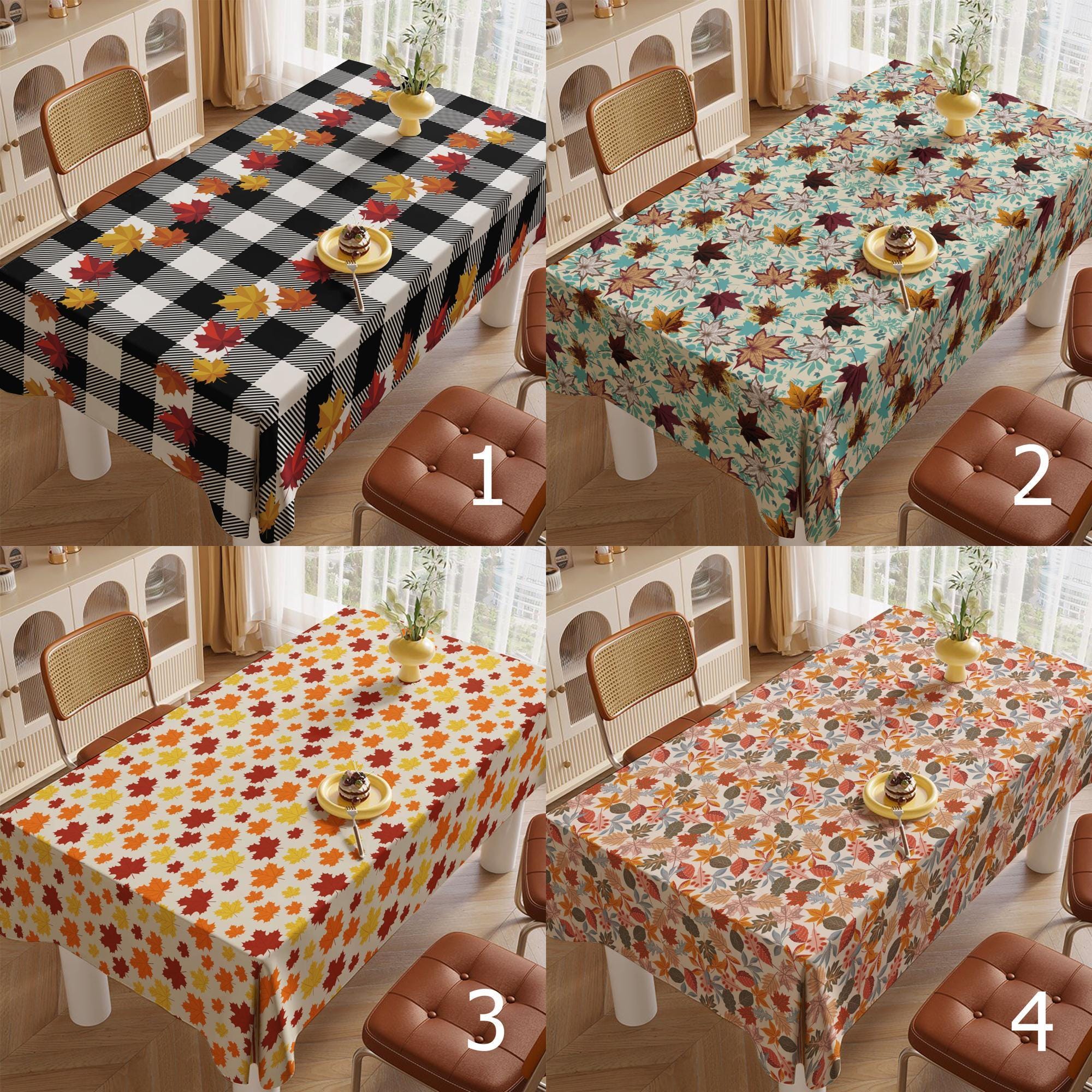 Autumn Leaf Tablecloth, Fall Maple Leaves Table Cover, Thanksgiving Table Linen, Harvest Season Tablecloths, Thanksgiving Dinner Table Decor