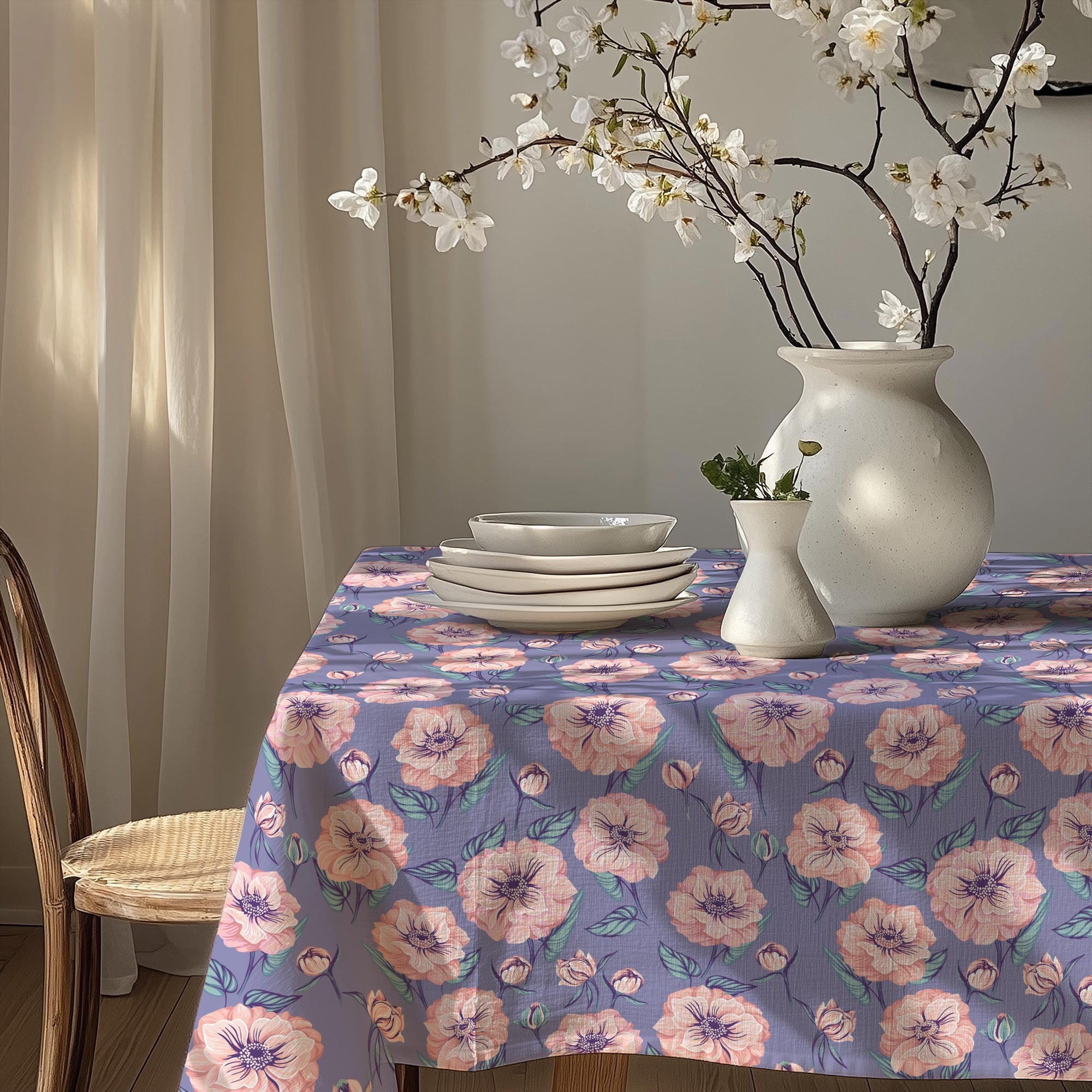 Floral Tablecloths, Flowers Cottagecore Kitchen Tablecloths, Flowers Table Cover, Floral Summer Table Linens, Flowers Print Tablecloth