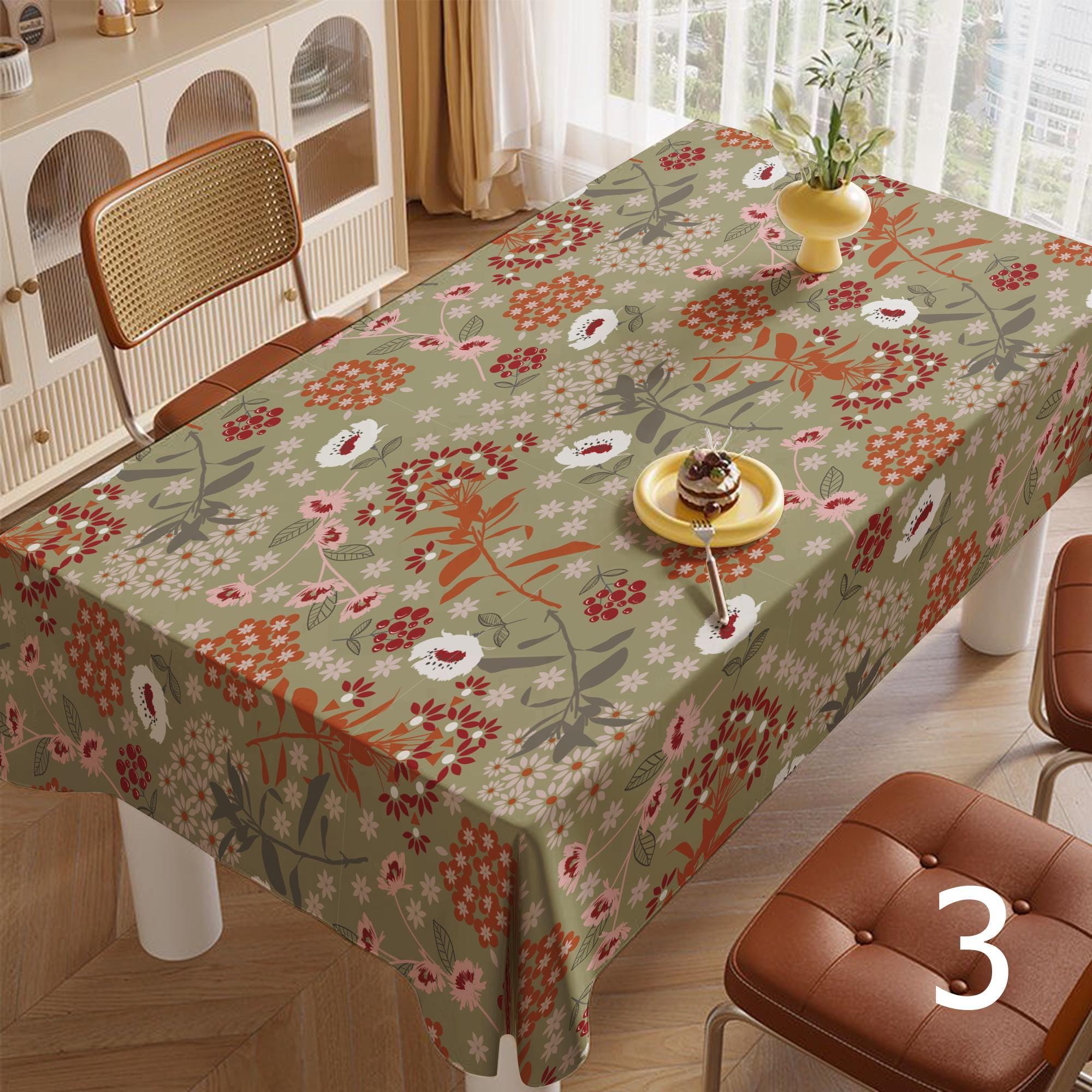 Floral Tablecloths for Dining Room, Cottagecore Kitchen Decor Table Cloths, Vintage Botanical Table Cover, Spring Summer Table Linens