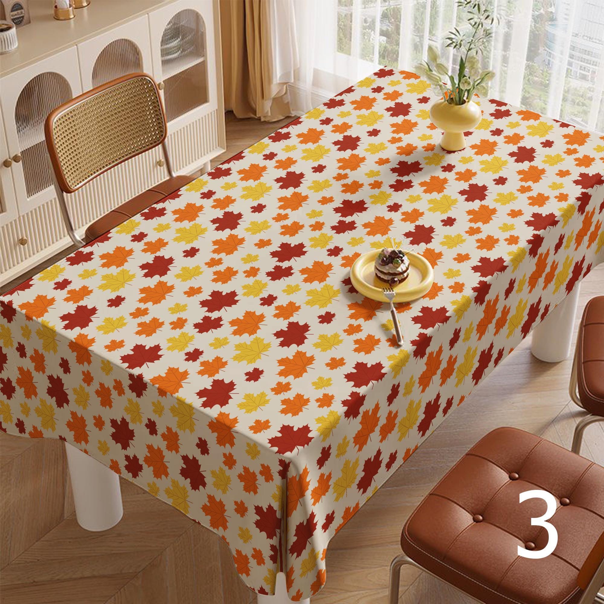 Autumn Leaf Tablecloth, Fall Maple Leaves Table Cover, Thanksgiving Table Linen, Harvest Season Tablecloths, Thanksgiving Dinner Table Decor